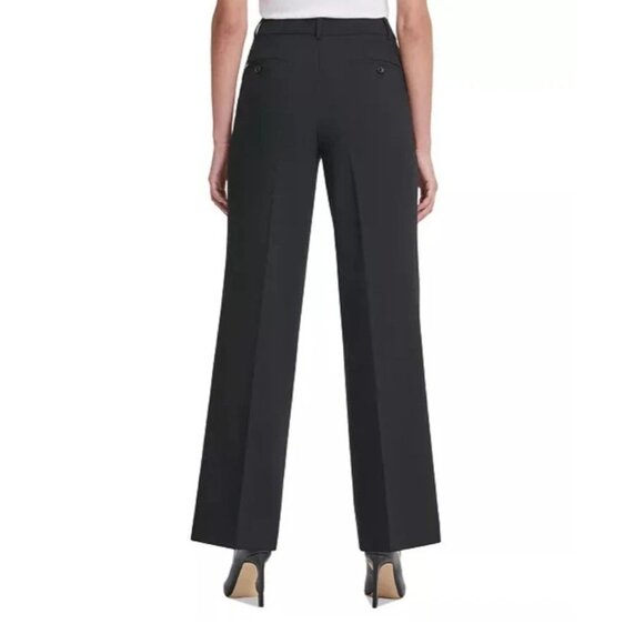 NEW Dkny Women's 16 Black Wide-Leg Pleated Dress Pants Polyester - Picture 2 of 14